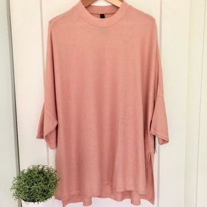 NWT M. McCarthy 7 Blush Pink Mock Neck Tunic - 2X